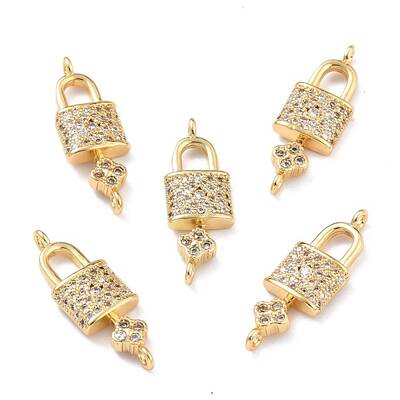 Brass Micro Pave Clear Cubic Zirconia Links Connectors