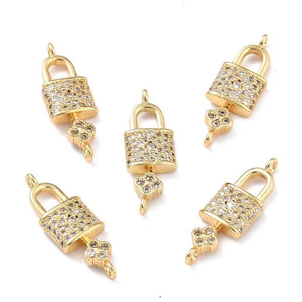 Brass Micro Pave Clear Cubic Zirconia Links Connectors