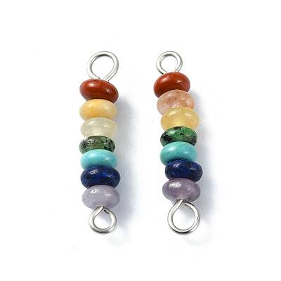 7 Chakra Gemstone Beaded Connector Charms