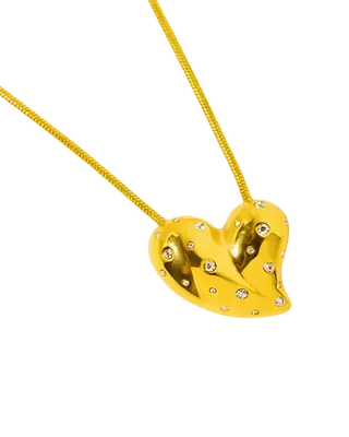 18K Gold Heart Pendant Necklace with Diamonds