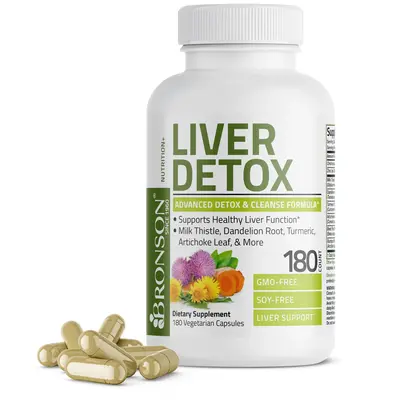 Bronson Liver Detox Advanced Detox & Cleansing Formula - Non-GMO Dietary Supplement with Milk Thistle, Dandelion Root, Turmer...