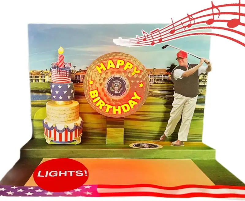 Trump Golfing 3D Birthday Card with Lights & Sound – Donald's Real Voice, Funny Pop Up Greeting Card for Dad, Husband, or M...
