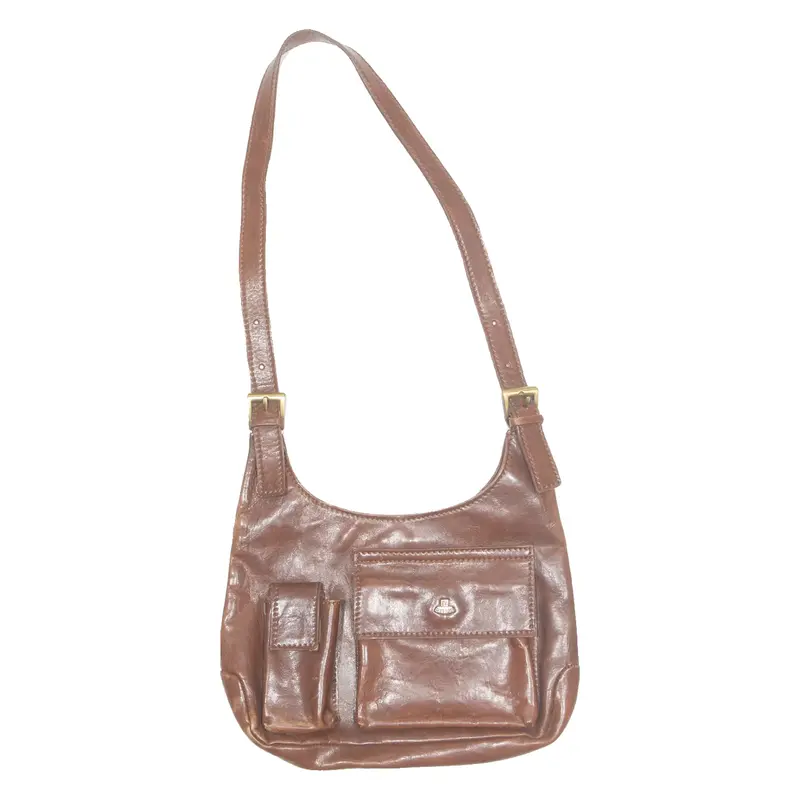 PIELLE Womens Shoulder Bag Brown Leather 90s