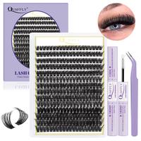 D Curl Individual Lashes Lash Clusters Kit, 280pcs Thin Band Cluster Lashes with Lash Glue & Tweezers, Professional Eye Enhan...
