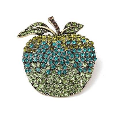 Teachers' Day Alloy Rhinestone Apple Brooches