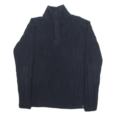NAUTICA Mens Jumper Blue 1/4 Zip Chunky Knit M