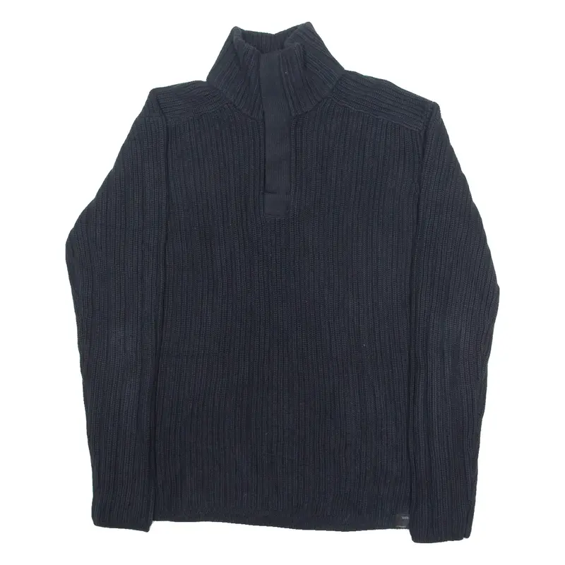 NAUTICA Mens Jumper Blue 1/4 Zip Chunky Knit M