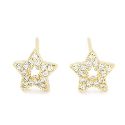 Brass Micro Pave Clear Cubic Zirconia Studs Earring for Women