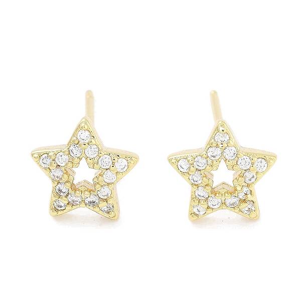 Brass Micro Pave Clear Cubic Zirconia Studs Earring for Women