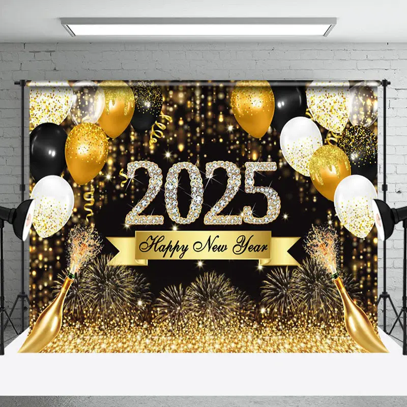 Balloons Happy New Year 2025 Celebrate Festival Backdrop