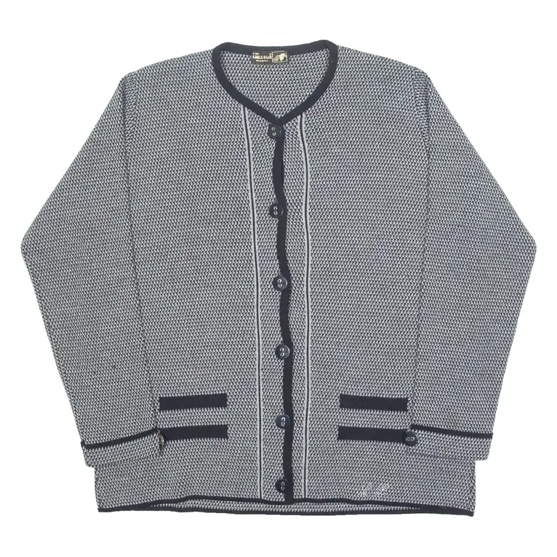 NEW LINEA ELLE Womens Cardigan Grey Tight Knit XL