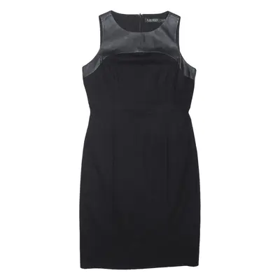 CHAPS RALPH LAUREN Leather Pencil Dress Black Viscose Sleeveless Midi Womens UK 12