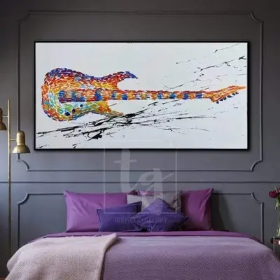 Huge Guitar Painting Extra Large Guitar Abstract Painting | YOUTHFUL DREAMS