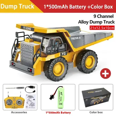 1:24 9CH RC Alloy Dump Truck Car Engineering Vehicle Forklift Heavy Excavator Remote Control Car Toys for Boys Children's Gif...