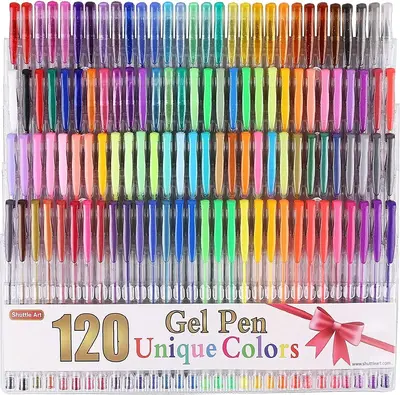 Shuttle Art 120 Unique Colors (No Duplicates) Gel Pens Gel Pen Set for Adult Coloring Books Art Markers GP120