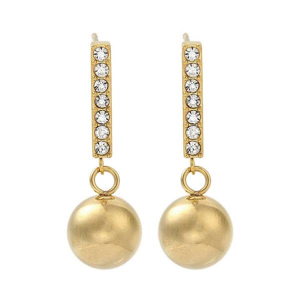 Ion Plating(IP) 304 Stainless Steel Inlay Rhinestone Stud Earrings for Women