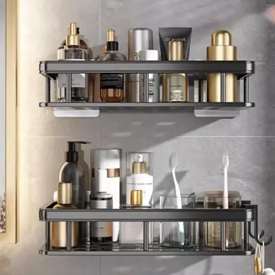 Bathroom Storage Rack, 1 Count Thickened Punch-free Metal Bathroom Storage Caddy for Shower, Home Organizers for Bedroom Livi...