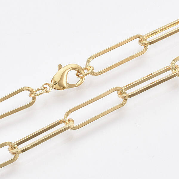 Brass Flat Oval Paperclip Chain Necklace Making