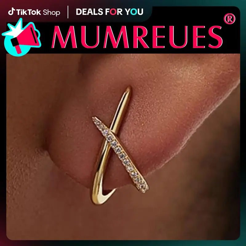 MUMREUES Gold Earrings for Women Trendy,14K Gold Plated Stud Earrings Dainty Earrings Simple Minimalist Cubic Zirconia Diamon...