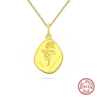 Birth Flower Style 925 Sterling Silver Pendant Necklaces