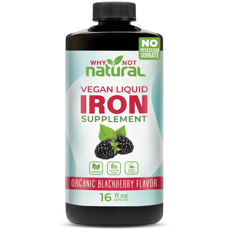 Why Not Natural Liquid Iron Bisglycinate Chelate Supplement for Women Men and Kids, Vegan formulation Edible Fitness Healthca...