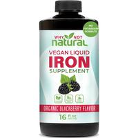 Why Not Natural Liquid Iron Bisglycinate Chelate Supplement for Women Men and Kids, Vegan formulation Edible Fitness Healthca...