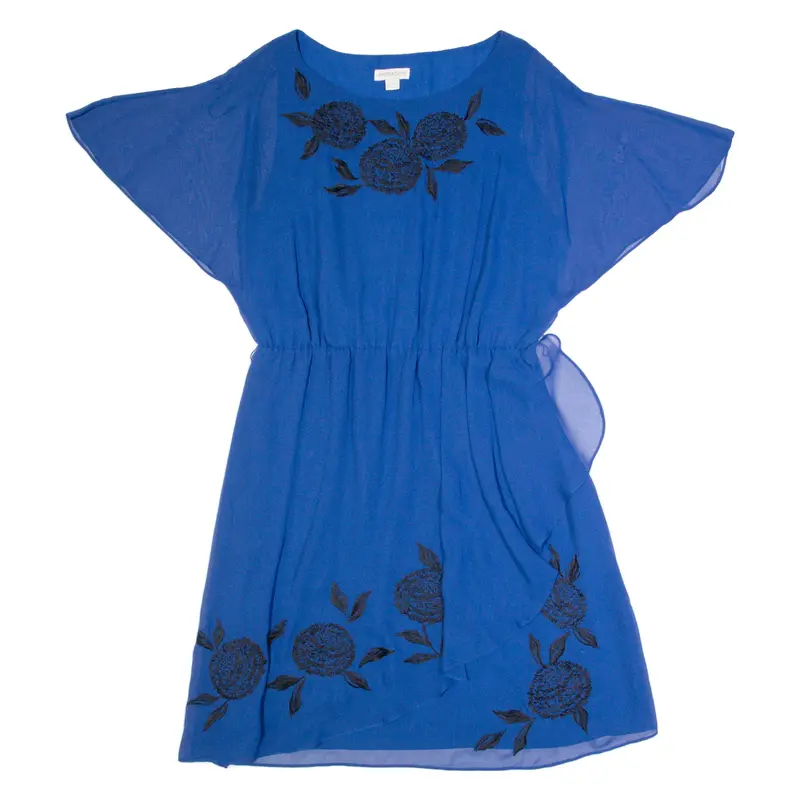 MONSOON Womens Fit & Flare Dress Blue Short Sleeve Knee Length UK 16