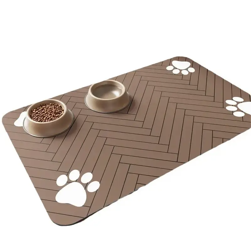 Pet Feeding Mat – Absorbent Placemat for Food & Water Bowls, Waterproof Rubber Backing, Quick-Dry for Dogs & Cats (12x20, S...