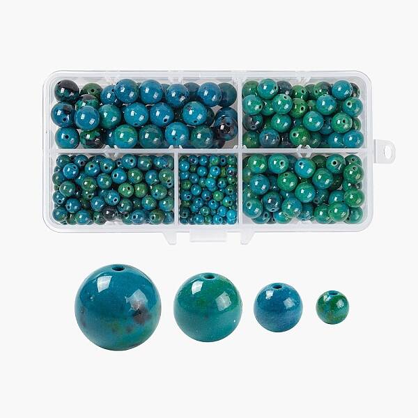 340Pcs 4 Sizes Synthetic Chrysocolla Beads