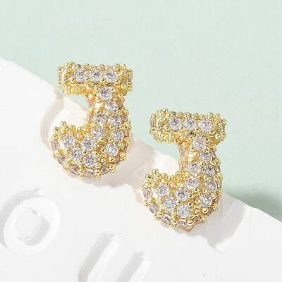 Brass Micro Pave Cubic Zirconia Stud Earrings