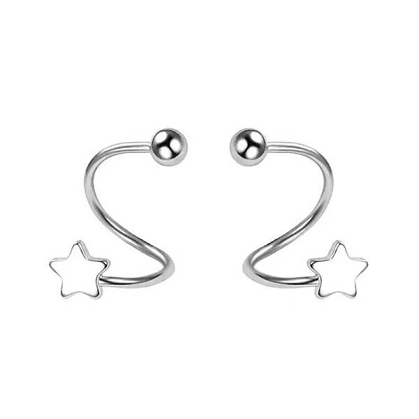 S925 Silver S-shaped Earrings Cuff Earrings