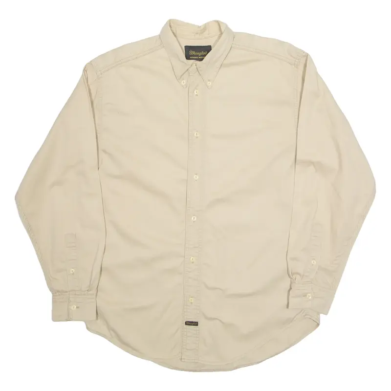 WRANGLER Mens Plain Shirt Beige Long Sleeve M