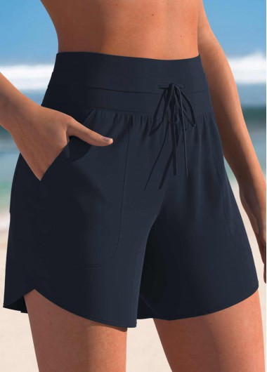 Modlily Mid Waisted Navy Color Swim Shorts - L