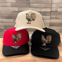 Rooster Hat/ with a rooster pin on the right side/ SnapBack Adjustable.