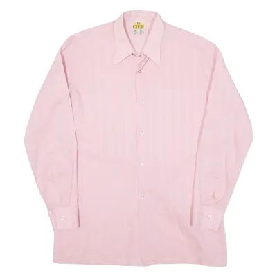 Mens Plain Shirt Pink Long Sleeve M