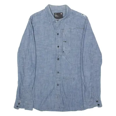 G-STAR Mens Plain Shirt Blue Long Sleeve M
