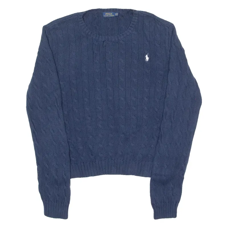 POLO RALPH LAUREN Boys Jumper Blue Crew Neck Cable Knit XL