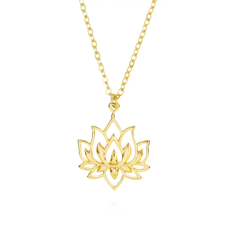 14K Gold Lotus Pendant Necklace