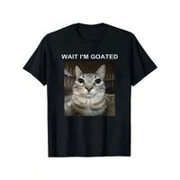 Wait I'm Goated Print Men's Plus Size Casual Short Sleeve T-Shirt, Lightweight Comfortable Summer Top
