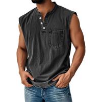 Coyote Tank Tops Men Henley Shirts for Men Sleeveless Muscle Gym Workout Running Beach Summer Vintage Button Down Tank Tops