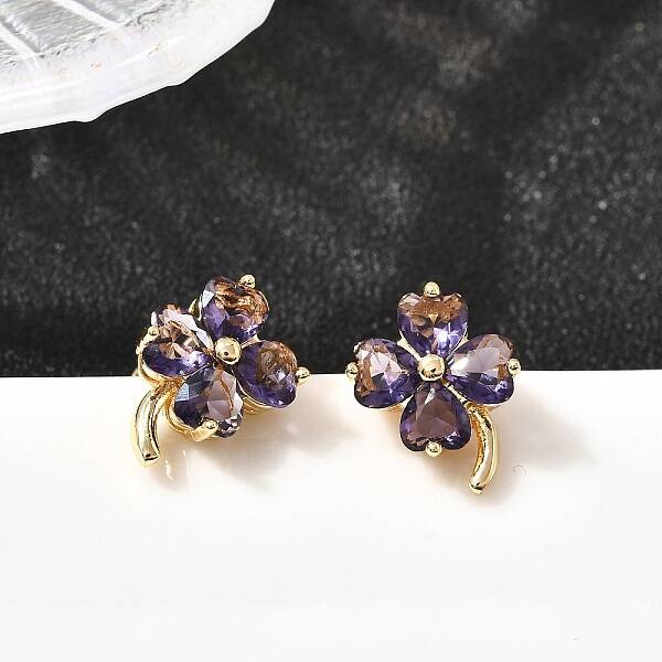 Brass Flower Stud Earrings