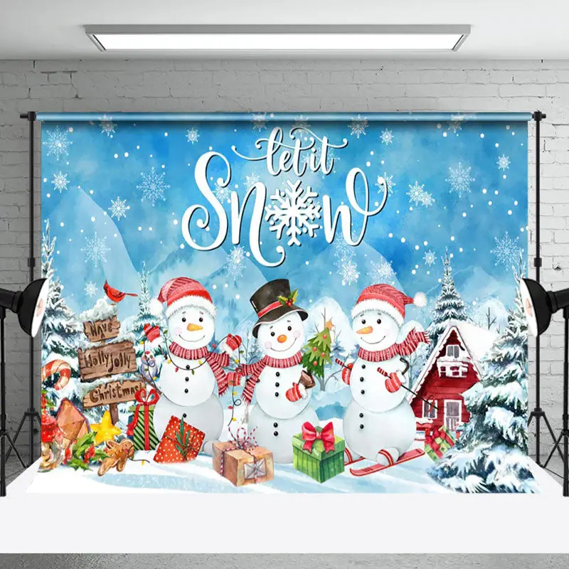 Let It Snow Winter Night Sweet Hollyjolly Xmas Backdrop
