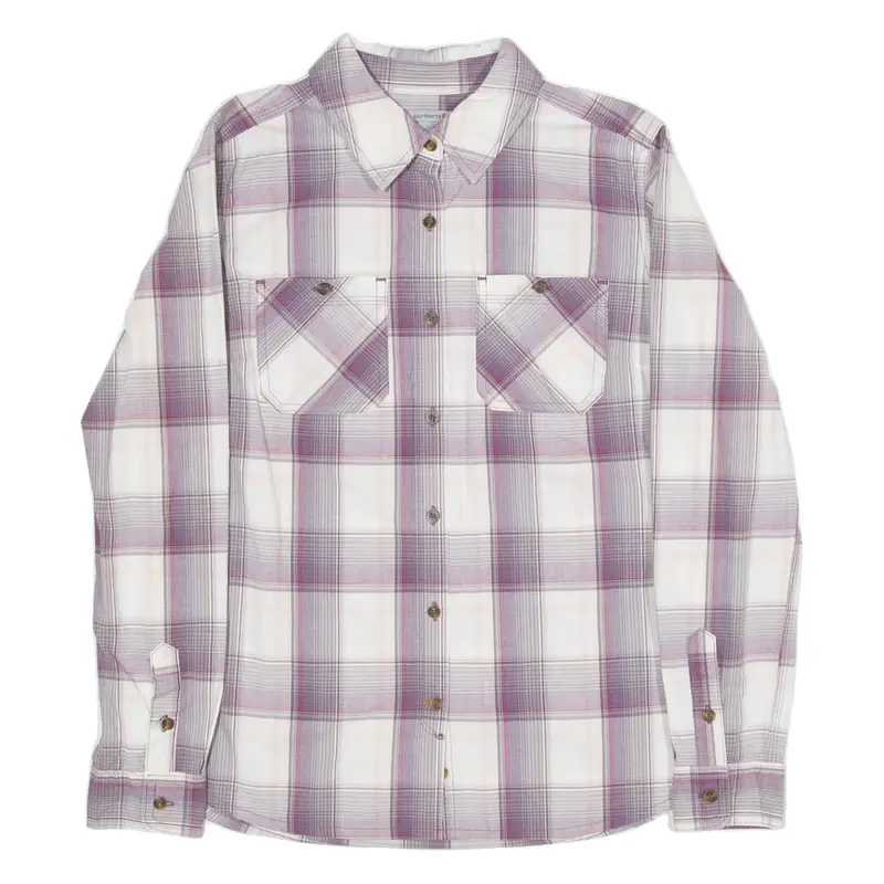 CARHARTT Girls Shirt Purple Check Long Sleeve S
