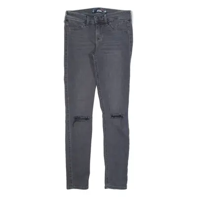 HOLLISTER Distressed Womens Jeans Grey Slim Skinny Stone Wash W25 L27