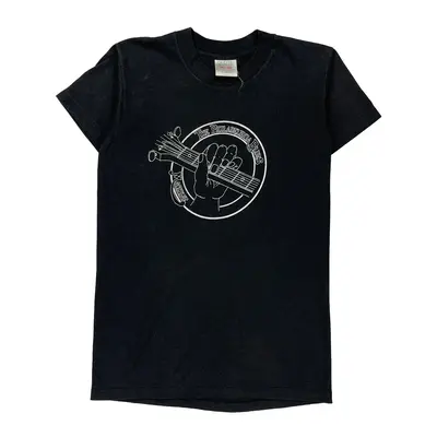 Single Stitch Oneita Graphic T-Shirt - Medium Black Cotton Blend
