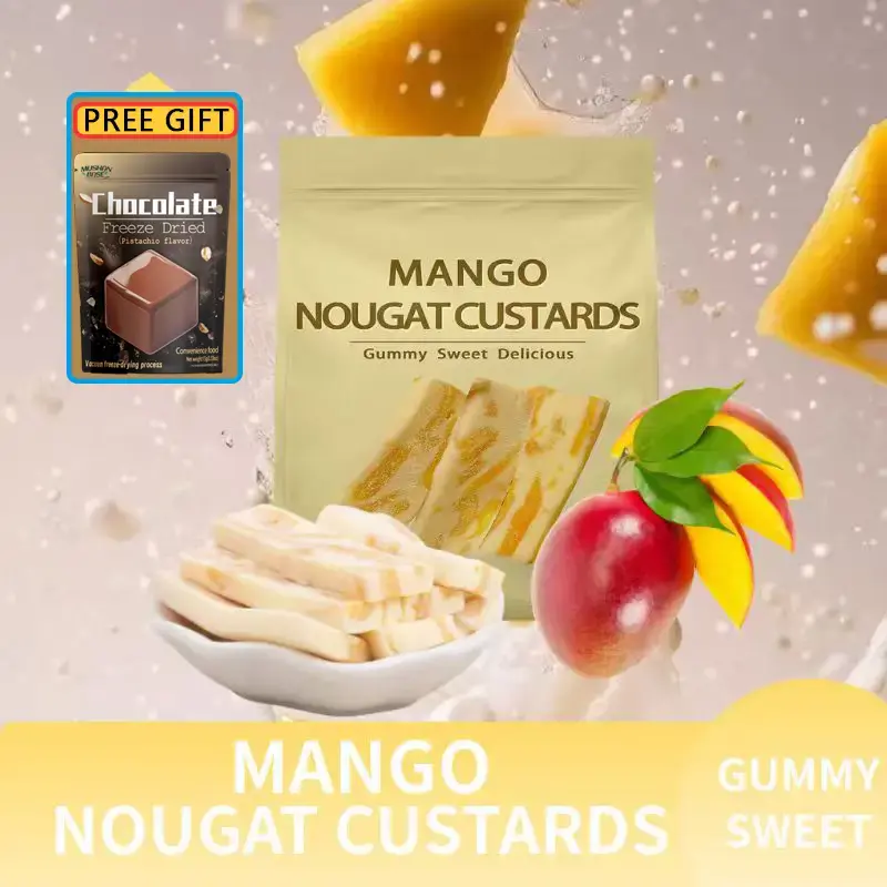 Mango & Strawberry Fruit MilkCandy 100g/Bag 2025 Halloween Gift Candy, Soft Chewy Nougat, High-Protein, No Preservatives, Hea...
