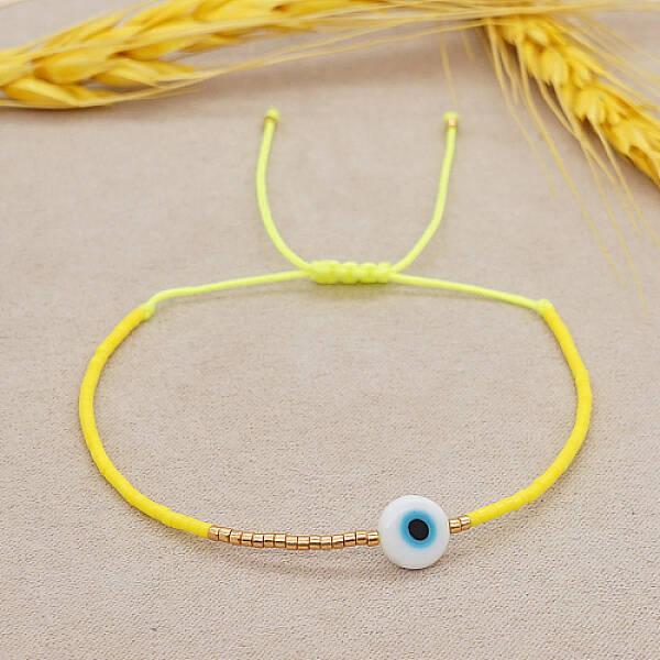Adjustable Lanmpword Evil Eye Braided Bead Bracelet