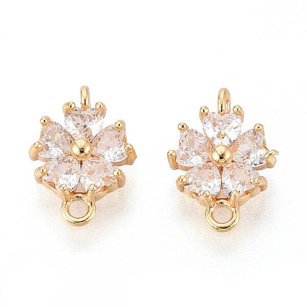 Brass Pave Clear Cubic Zirconia Connector Charms