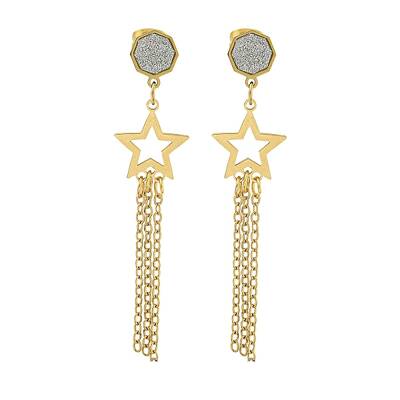 Ion Plating(IP) 304 Stainless Steel Star Dangle Stud Earrings