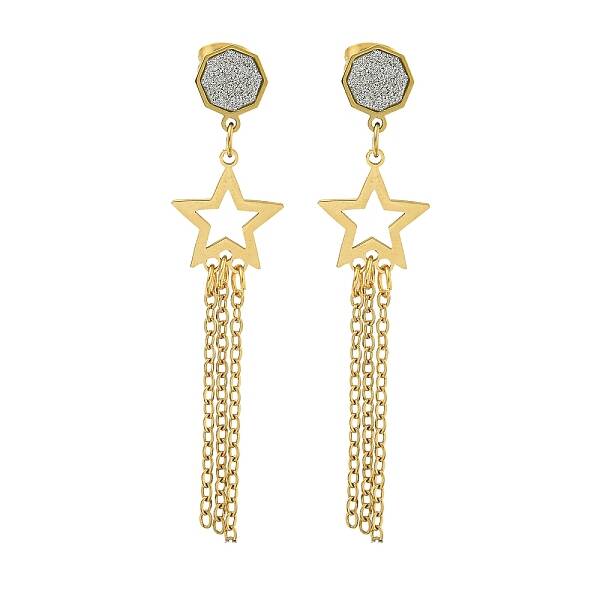 Ion Plating(IP) 304 Stainless Steel Star Dangle Stud Earrings
